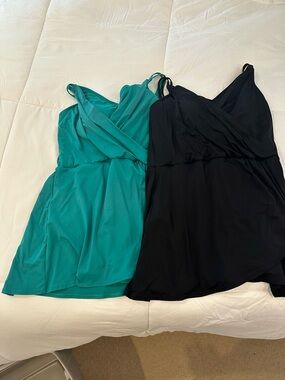 Lands End swim dresses - Teal and Black